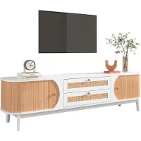 OEM TV-meubel van hout met lades en deuren - Wit met bruin