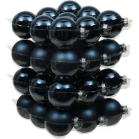 Othmar decorations 72x stuks glazen kerstballen donkerblauw 6 cm mat/glans - Kerstbal