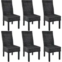vidaXL Eetkamerstoelen 6 st kubu rattan en mangohout zwart