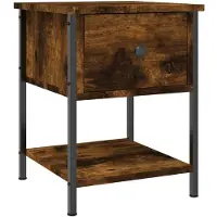 vidaXL Nachtkastje 34x35,5x45 cm bewerkt hout gerookt eikenkleurig