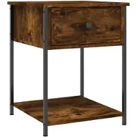 vidaXL Nachtkastje 44x45x58 cm bewerkt hout gerookt eikenkleurig