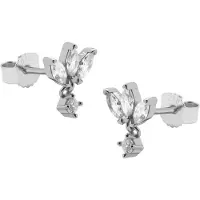 Karma Oorknoppen symbol triple flower zirkonia Zilver