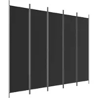 vidaXL Kamerscherm met 5 panelen 250x200 cm stof zwart