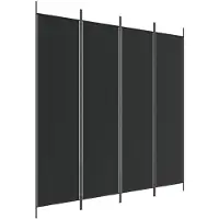 vidaXL Vida 4-paneeldeur Vertrekafscheider Zwart 200x200 cm Stoffensoort