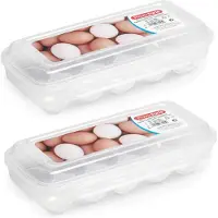 Forte Plastics Eierdoos - 2x - koelkast organizer eierhouder - 10 eieren - transparant - kunststof - 27 x 12,5 cm - Vershoudbakjes