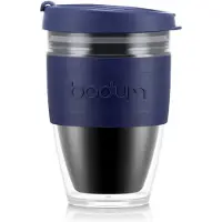 Bodum | Reisbeker met deksel / Joycup | Dubbelwandig Kunststof | 0.25L | Donkerblauw / transparant