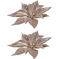 COSY&TRENDY 6x stuks decoratie bloemen kerststerren roze glitter op clip 18 cm - Decoratiebloemen/kerstboomversiering