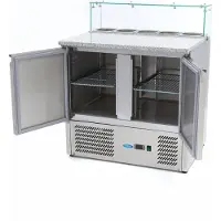 Maxima Pizzawerkbank - 90 cm - 2 Deuren - 5 x 1/6 GN - incl. Glazen Afdekking