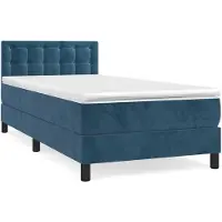 vidaXL Boxspring met matras fluweel donkerblauw 90x190 cm