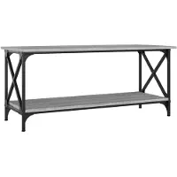 vidaXL Salontafel 100x45x45 cm bewerkt hout en ijzer grijs sonoma