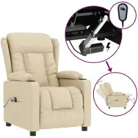 vidaXL Fauteuil verstelbaar elektrisch stof crèmekleurig