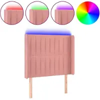 vidaXL Hoofdbord LED 93x16x118/128 cm fluweel roze