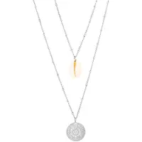 Victorious Dames Ketting - Zilver - Model: Zodiak Schelp Yellow Stripe