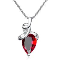 Victorious Dames Ketting – Zirkonia & Bergkristallen – Zilver/Rood – 45cm
