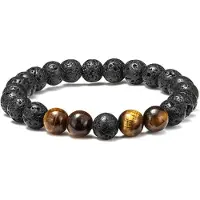Victorious Natuurstenen Kralen Armband – Heren Armband – Dames Armband – Zwart & Bruin – 16.5cm