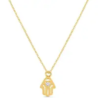 Victorious Dames Ketting Goud – Hand van Fatima – 925 Zilver – Goud Verguld – 45cm