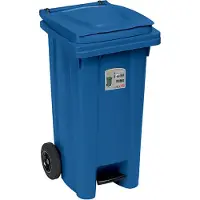 Stefanplast Afvalcontainer - 120 liter - Kliko - Rolcontainer - Met pedaal - Met afvalzakhouder - Blauw