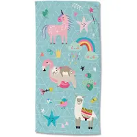 Good Morning Kinder Strandlaken Velours Moody 75x150cm - aqua
