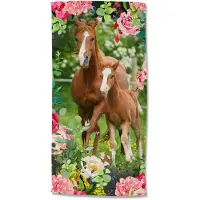 Good Morning strandlaken Paard met veulen 75x150 cm