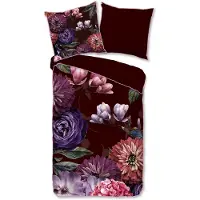 Descanso Dekbedovertrek Bloomie Bordeaux Satijn-140 x 200 / 220 cm | 1-Persoons