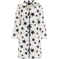 Pastunette Dames badjas met rits - sterrenprint - fleece - zacht & warm - ritssluiting badjas dames - luxe ochtendjas -maat L (44-46)