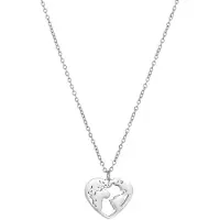 Victorious Dames Ketting Zilver – Hartvormige WereldKetting – 925 Zilver - 45cm