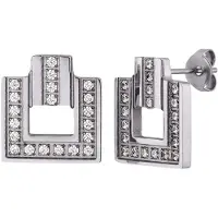 Victorious Dames Oorbellen Zilver – Vierkant met Bergkristallen – 1CM