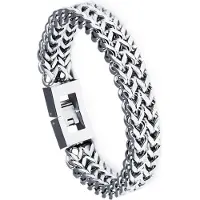 Victorious Zilverkleurige Armband Heren – Gevlochten Zilverkleurig en Roestvrij Staal – Zilverkleurig – 19cm