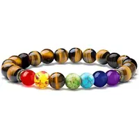 Victorious Chakra Natuurstenen Kralen Armband – Heren Armband – Dames Armband – Bruin & Kleur – 16.5cm