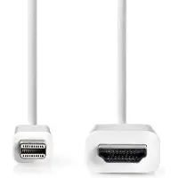 Nedis Mini DisplayPort-Kabel - DisplayPort 1.2 - Mini-DisplayPort Male - HDMI Connector - 21.6 Gbps - Vernikkeld - 2.00 m - Rond - PVC - Wit - Label