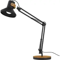 Unilux Bureaulamp met zwenkarm Baya LED zwart/bamboe. (1x E27 ledlamp van 12,6 W inbegrepen)