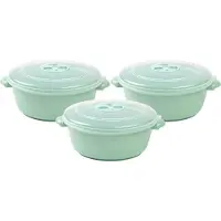 PlasticForte Magnetronschaal met deksel/ventiel - 3x - 1L - lichtgroen - kunststof - BPA vrij