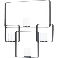 Beliani Kandelaar, Wandkandelaar metaal zwart 4 vlammen geometrisch 65 cm PALAWAN