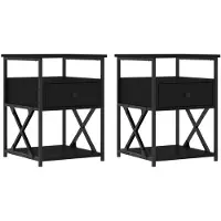 vidaXL Nachtkastjes 2 st 40x42x55 cm bewerkt hout zwart