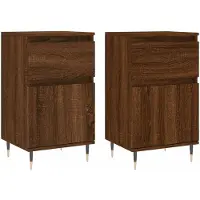 vidaXL Dressoirs 2 st 40x35x70 cm bewerkt hout bruin eikenkleur
