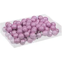 Othmar decorations Instekers - 80x - kerstbal - roze - glitter - 3 cm - kuststof - Kerststukjes
