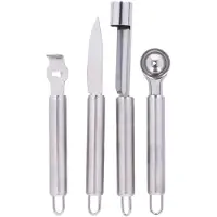 Alpina RVS fruit snijgereedschap set - 4 stuks, zilver
