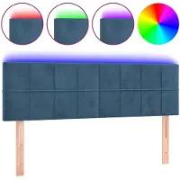 vidaXL Hoofdbord LED 144x5x78/88 cm fluweel donkerblauw