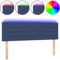 vidaXL Hoofdbord LED 144x5x78/88 cm stof blauw