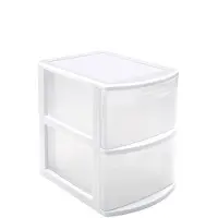 Forte Plastics Witte/transparante ladeblok/bureau organizers met 2 lades 39 x 29 x 40 cm - Ladeblok