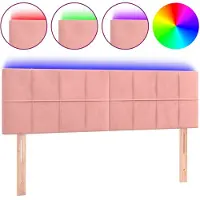 vidaXL Hoofdbord LED 144x5x78/88 cm fluweel roze
