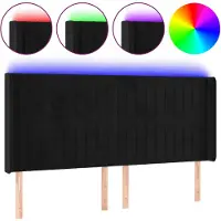 vidaXL Hoofdbord LED 183x16x118/128 cm fluweel zwart