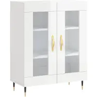 vidaXL Dressoir 69,5x34x90 cm bewerkt hout hoogglans wit