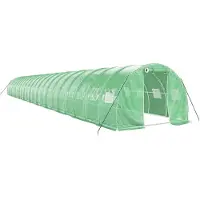 vidaXL Kas met stalen frame, groen, 66 m², 22x3x2 meter