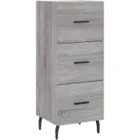 vidaXL Dressoir 34,5x34x90 cm bewerkt hout grijs sonoma eikenkleurig