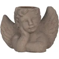 Clayre & Eef Bloempot Binnen Engel 23x13x17 cm Grijs Steen Bloempot Grijs Bloempot