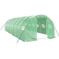 vidaXL Kas met stalen frame, groen, 24 m², 8x3x2 meter