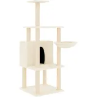 vidaXL Kattenmeubel met sisal krabpalen 132 cm crèmekleurig