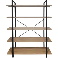 Erro Boekenrek - 5 planken - 120x33x178 - mat zwart metaal