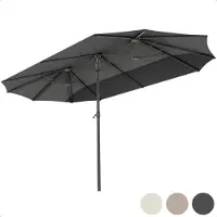 LifeGoods Dubbele Parasol - 270x460cm - Waterdicht - met Hoes - Donkergrijs